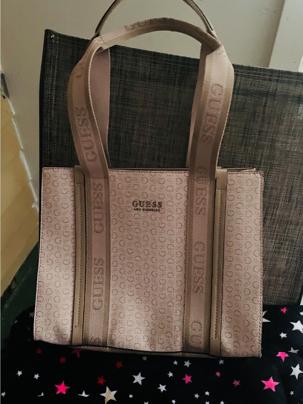 GUESS Blush Pink Monogram Logo Tote